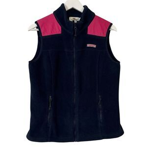 Vineyard Vines navy and pink fleece vest M